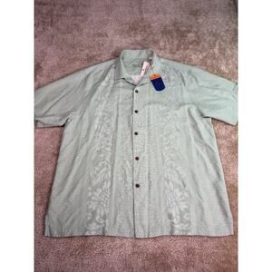 TOMMY BAHAMA Palms Over Paradise Shirt Men’s Size XL Green Jacquard Silk C775